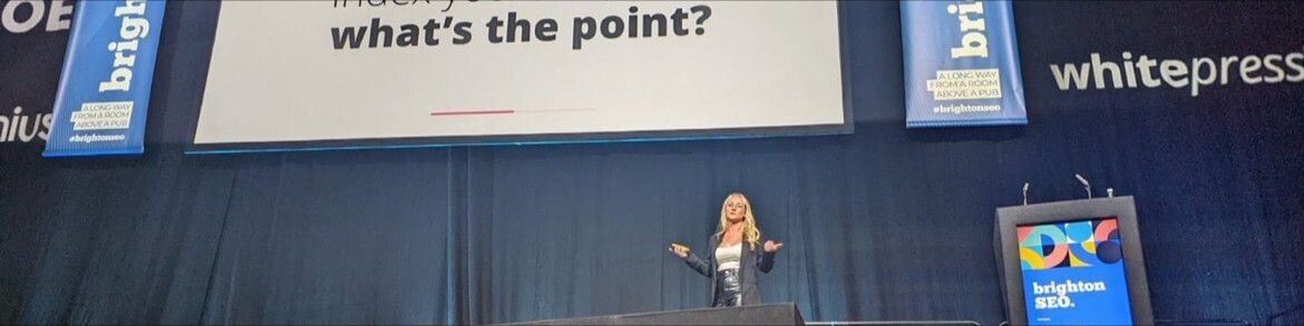 Sophie Brannon on main stage at BrightonSEO